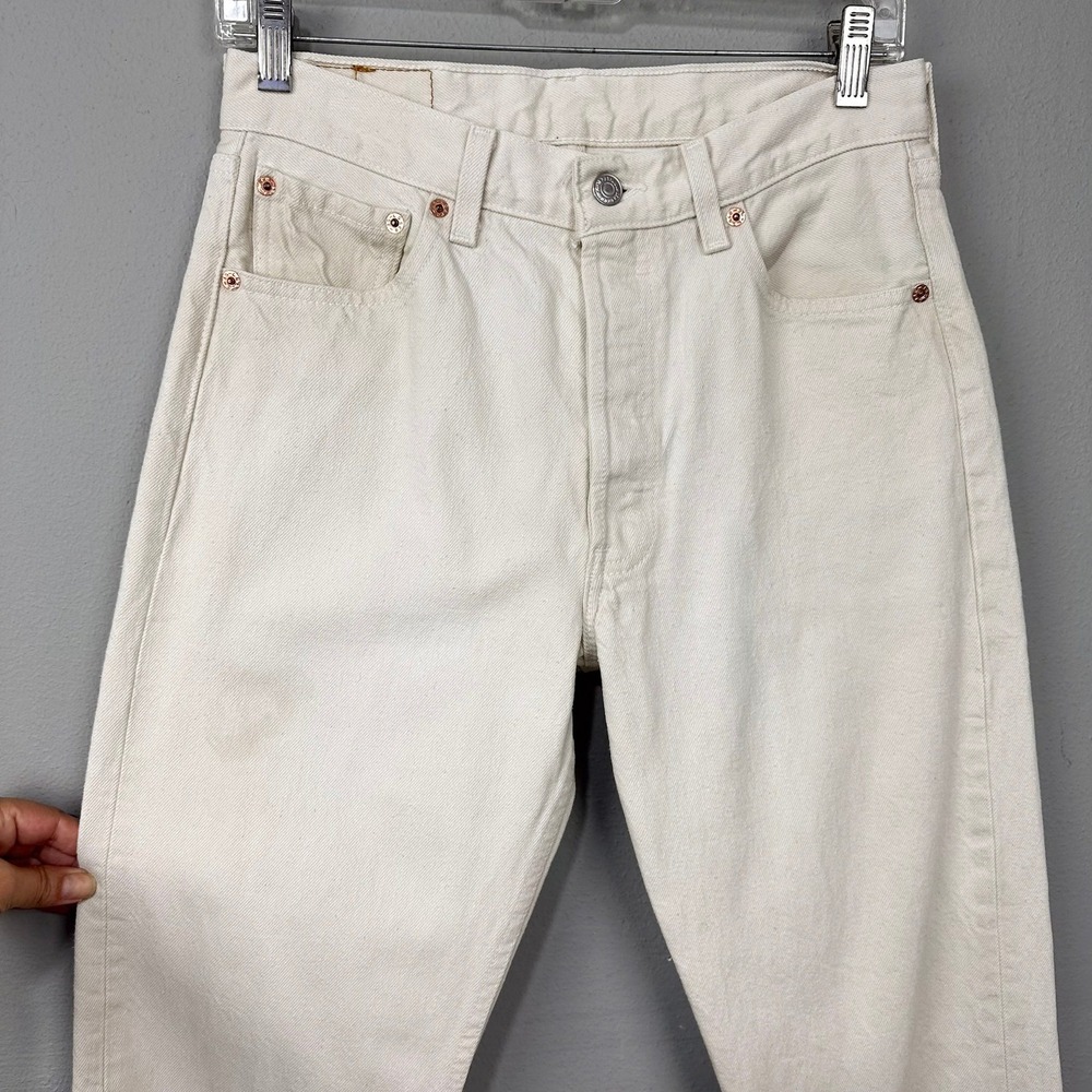 Levi's 501 Jeans Mens 30x32 Ivory Vintage 90s Made in USA Straight Leg Denim - Picture 5 of 12